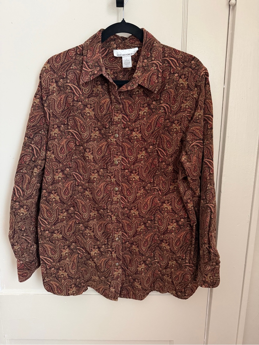 Jones New York Sport Paisley Button-Up Shirt - Burgundy Multi